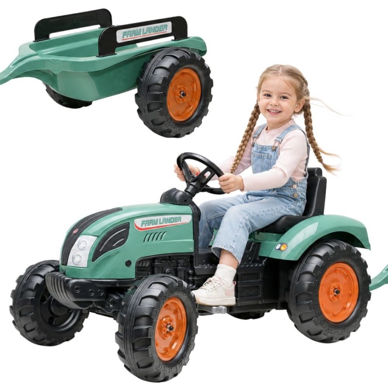 FALK Traktor Lander Zielony na Pedały z Przyczepką od 3-7 Lat