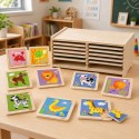 VIGA Puzzle drewniane 12 plansz po 4 puzzle w stojaku