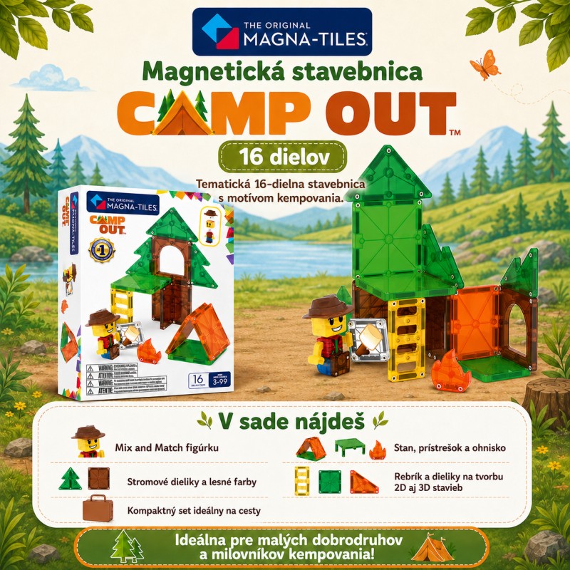 MAGNA-TILES Magnetická stavebnica Camp Out 16 dielov – Stanovačka v divočine