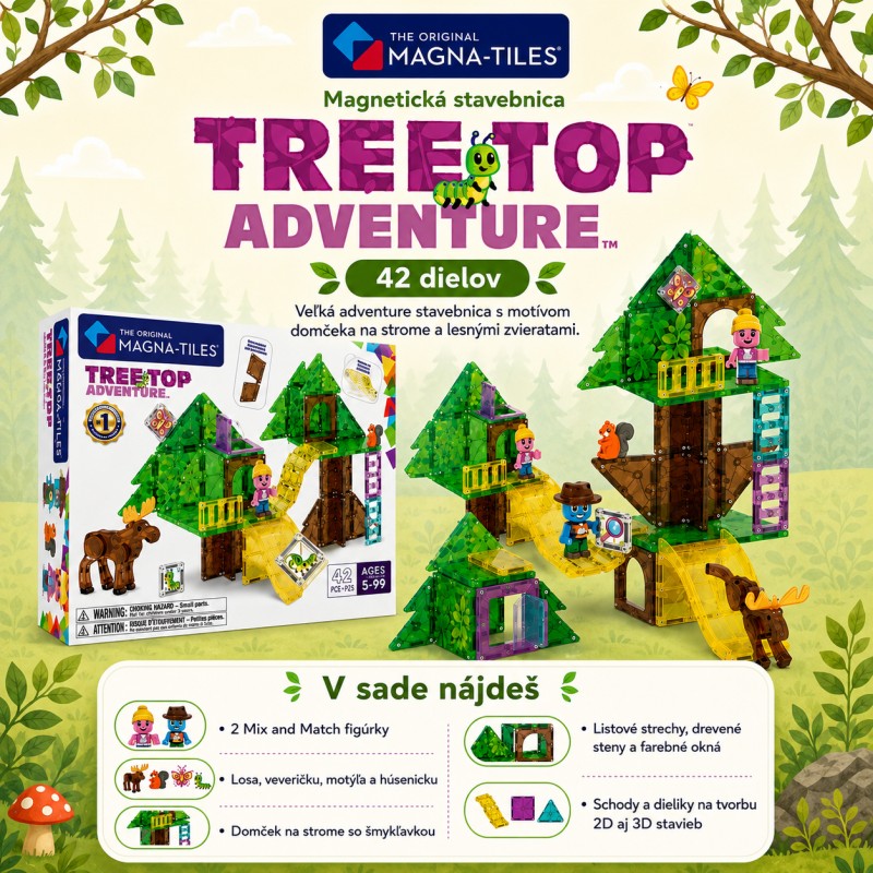 MAGNA-TILES Magnetická stavebnica Treetop Adventure 42 dielov