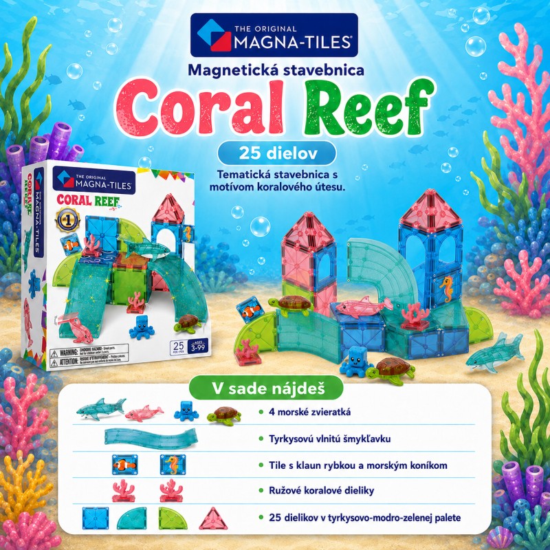 MAGNA-TILES Magnetická stavebnica Coral Reef 25 dielov – Podmorský svet