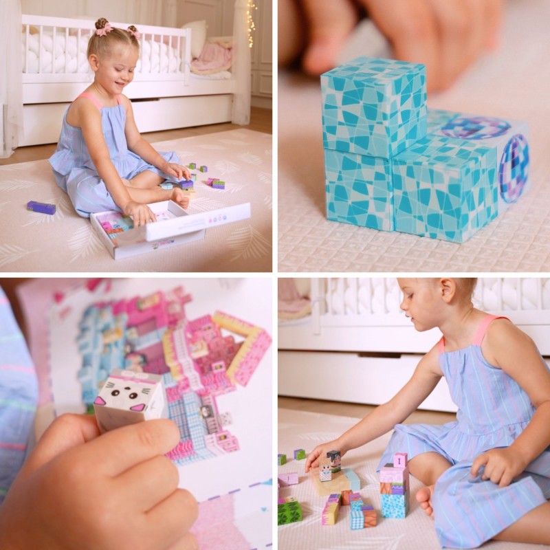 Woopie Magnetická stavebnica Kocky 86 ks – 3D pixelové kocky v Montessori štýle