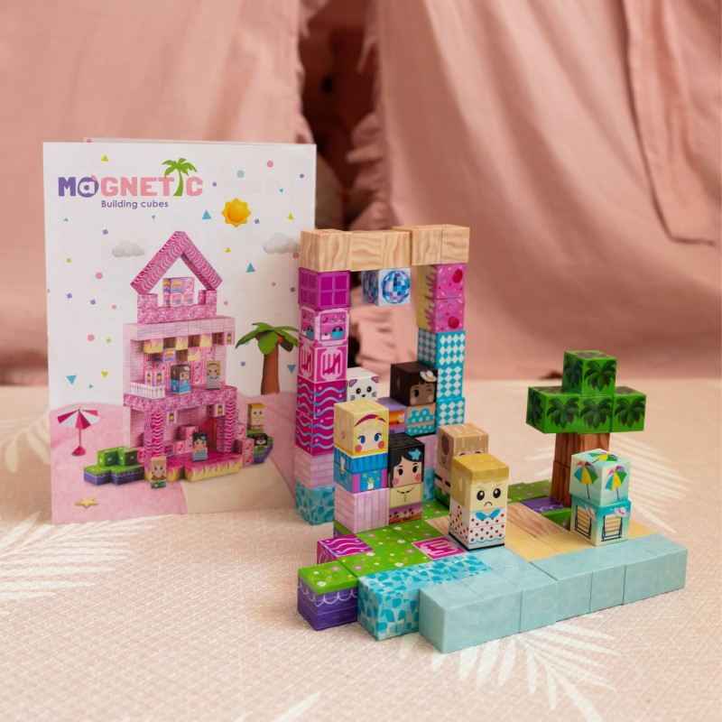 Woopie Magnetická stavebnica Kocky 86 ks – 3D pixelové kocky v Montessori štýle