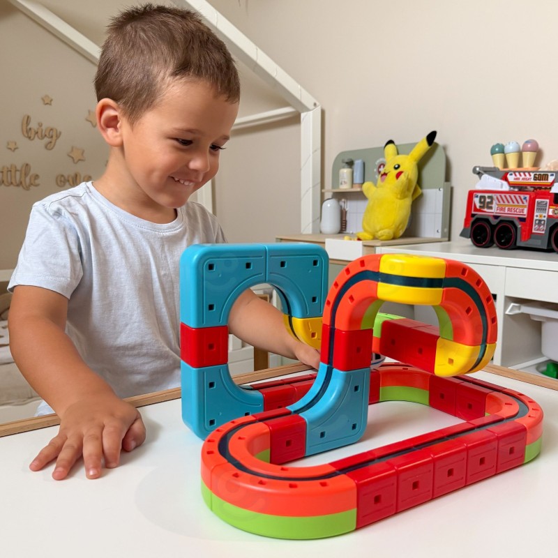 WOOPIE Magiczna Kolejka Kostkowa Klocki Konstrukcyjne Tor Antygrawitacyjny Magnetyczny 32el.