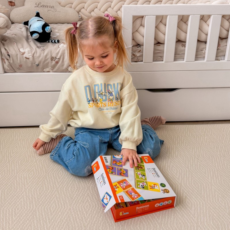 VIGA Edukacyjne Klocki Domino Drewniane gra Farma 28 elementów Montessori