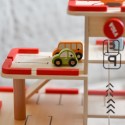 VIGA Drewniany Parking dla Samochodzików z Windą 4 Autka Helikopter