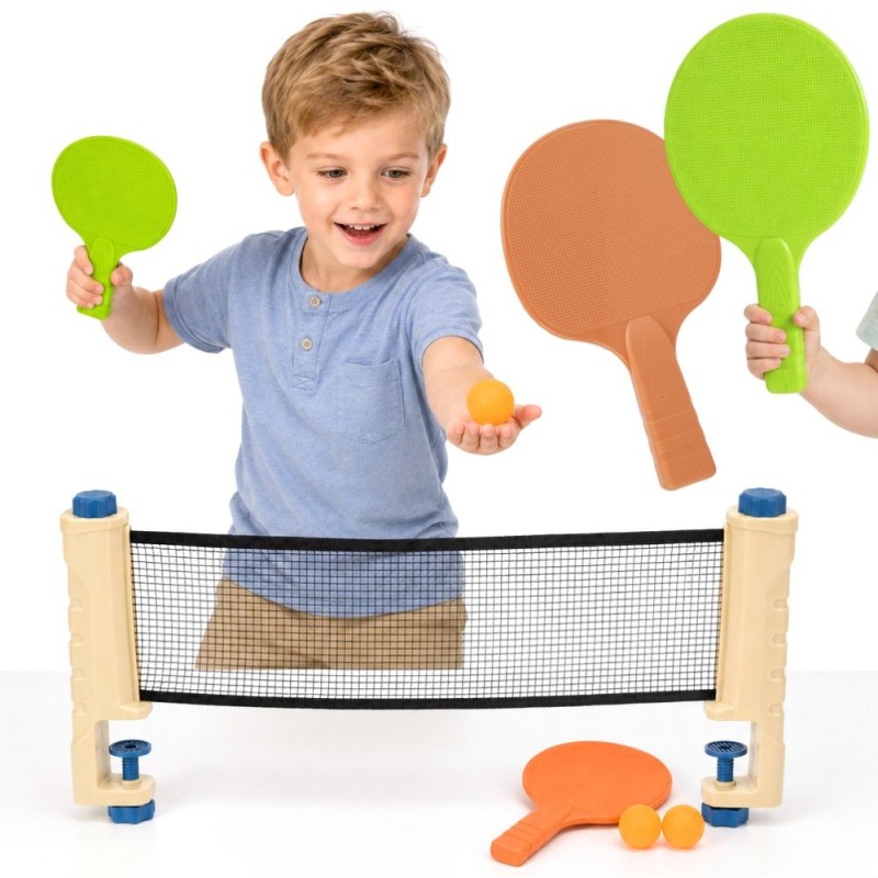 Woopie Set na stolný tenis so sieťkou 6 ks – Prenosný pingpongový set s raketami a loptičkam