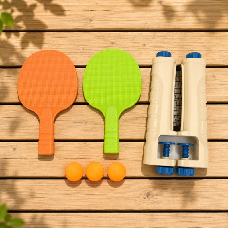 Woopie Set na stolný tenis so sieťkou 6 ks – Prenosný pingpongový set s raketami a loptičkam