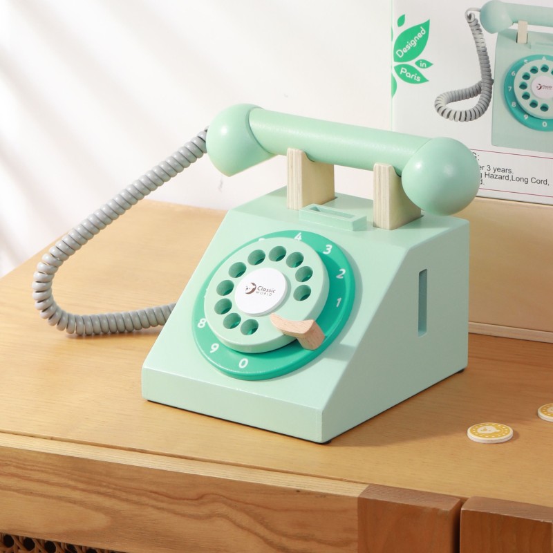 CLASSIC WORLD Klasyczny Drewniany Telefon dla Dzieci 4 el.