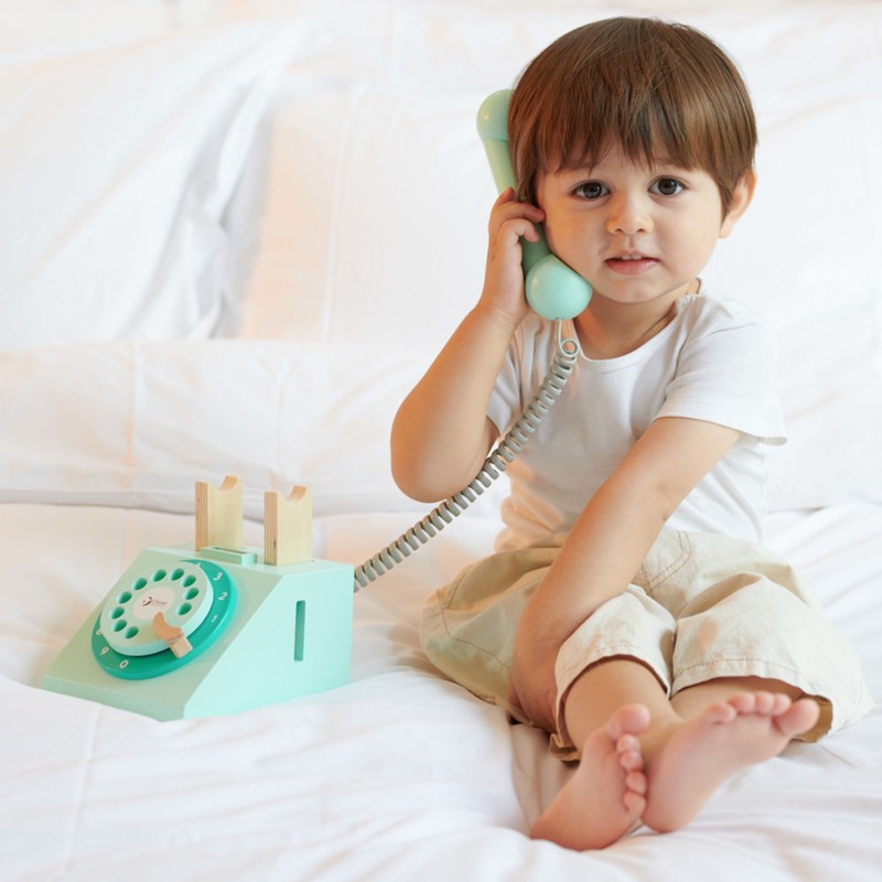 CLASSIC WORLD Klasyczny Drewniany Telefon dla Dzieci 4 el.