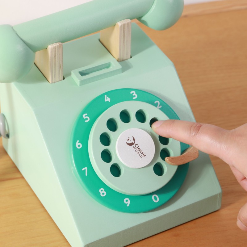 CLASSIC WORLD Klasyczny Drewniany Telefon dla Dzieci 4 el.