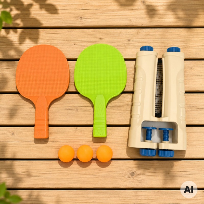 Woopie Set na stolný tenis so sieťkou 6 ks – Prenosný pingpongový set s raketami a loptičkam