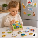 VIGA Drewniane Puzzle Układanka Edukacyjna Ubierz Misia Chłopca