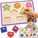 VIGA Drewniane Kolorowe Puzzle Z Pinezkami Kształty