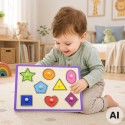 VIGA Drewniane Kolorowe Puzzle Z Pinezkami Kształty