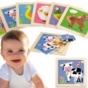 VIGA Poręczne Drewniane Puzzle Krówka