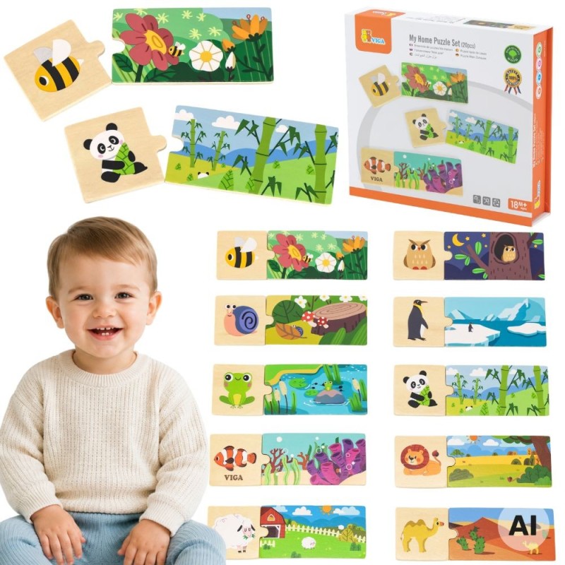 VIGA Puzzle Logiczne ze Zwierzętami Układanka