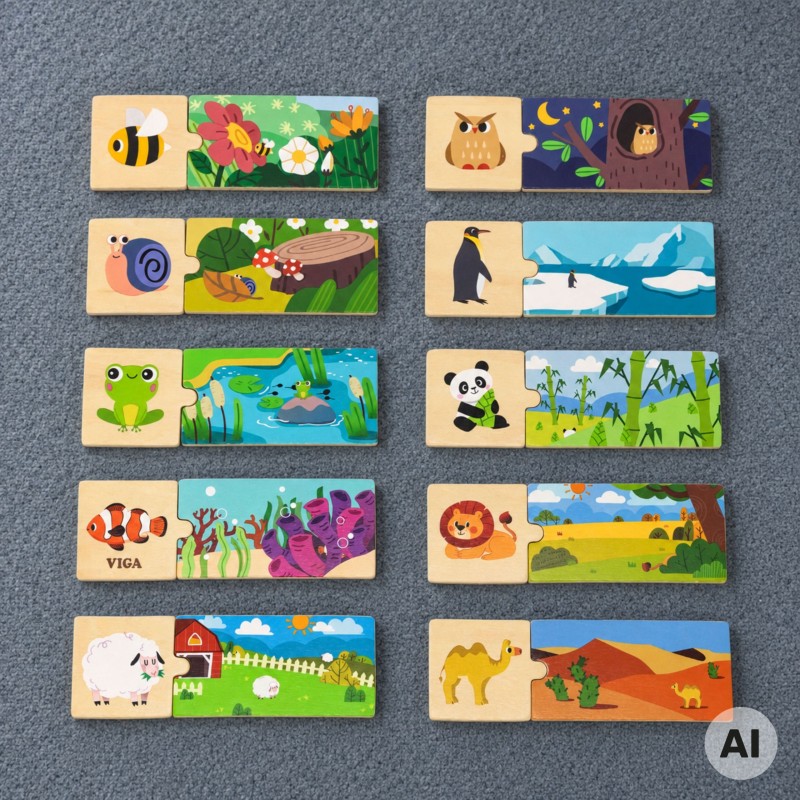 VIGA Puzzle Logiczne ze Zwierzętami Układanka