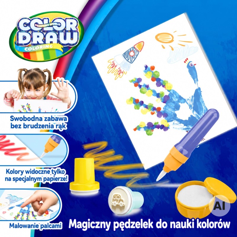 WOOPIE Magický štetec – Kreatívna kresliaca tabuľka s pečiatkami pre deti
