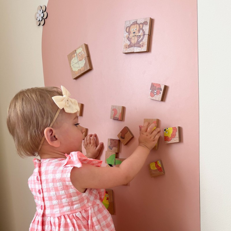 VIGA Drewniane Puzzle Magnetyczne Zwierzęta Układanka Certyfikat FSC