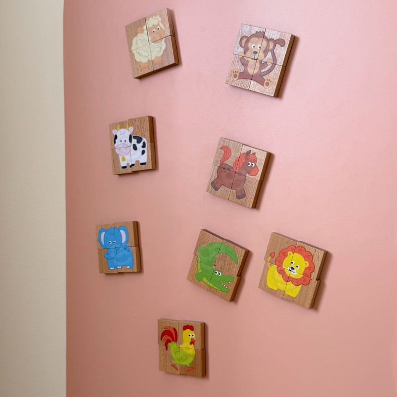 VIGA Drewniane Puzzle Magnetyczne Zwierzęta Układanka Certyfikat FSC