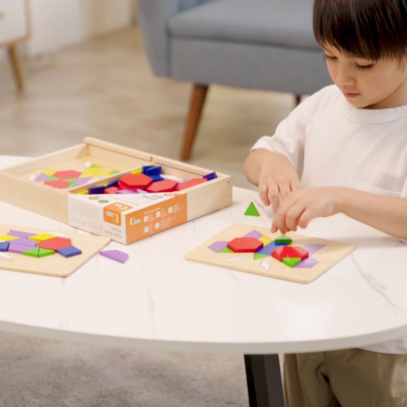 VIGA Drewniana Mozaika Geometryczna Klocki Dienesa Układanka Logiczna Montessori148 el