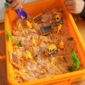 WOOPIE Piasek Kinetyczny 1,5 kg Zestaw XXL Plac Budowy Stolik z Foremkami i Pojazdami