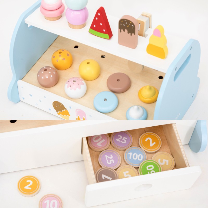 Viga Toys Drevená hračka pokladňa