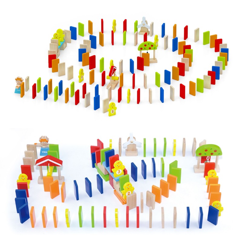 Viga Drevená domino dráha s prekážkami 122 dielov