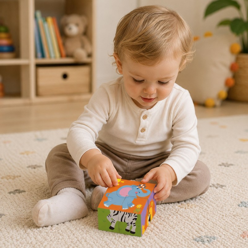 Viga Drewniana układanka Zoo Puzzle 4 klocki
