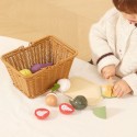 Viga Toys Drevený krájací set s ovocím a zeleninou