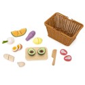 Viga Toys Drevený krájací set s ovocím a zeleninou