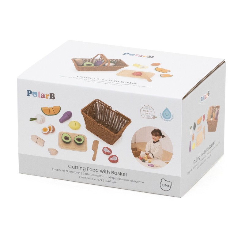 Viga Toys Drevený krájací set s ovocím a zeleninou
