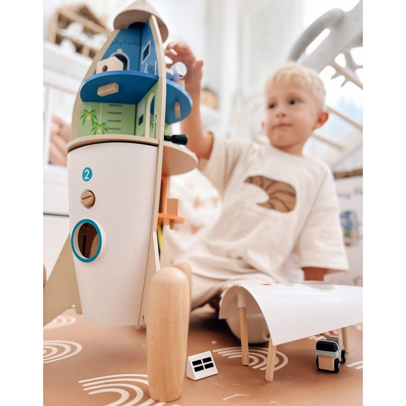 CLASSIC WORLD Drewniana Rakieta Domek dla Dzieci + Figurki 51el.