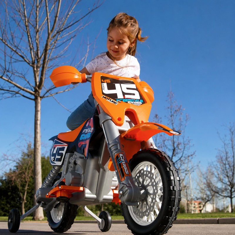 FEBER Motocykl Cross Pomarańczowy na Akumulator 6V dla Dzieci