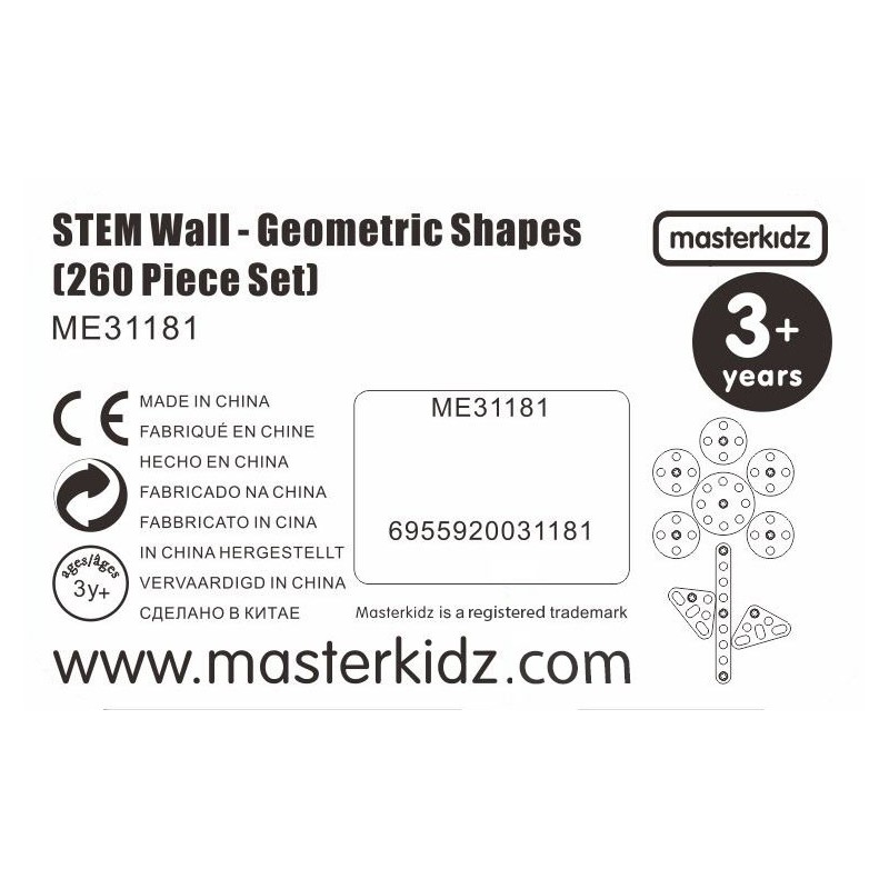 MASTERKIDZ Zestaw Geometrycznych Kształtów Klocków do Paneli Ściennych STEM 260 el.