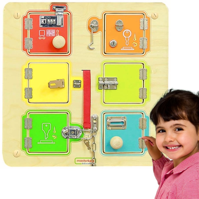 MASTERKIDZ Nauka Otwierania i Zamykania Zamków Ścienna Tablica Manipulacyjna