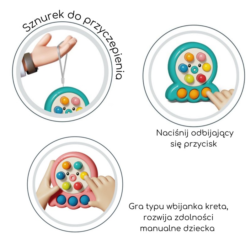 WOOPIE Gra Zręcznościowa Wbijanka Kreta Sznurek Ośmiornica Różowy 2w1