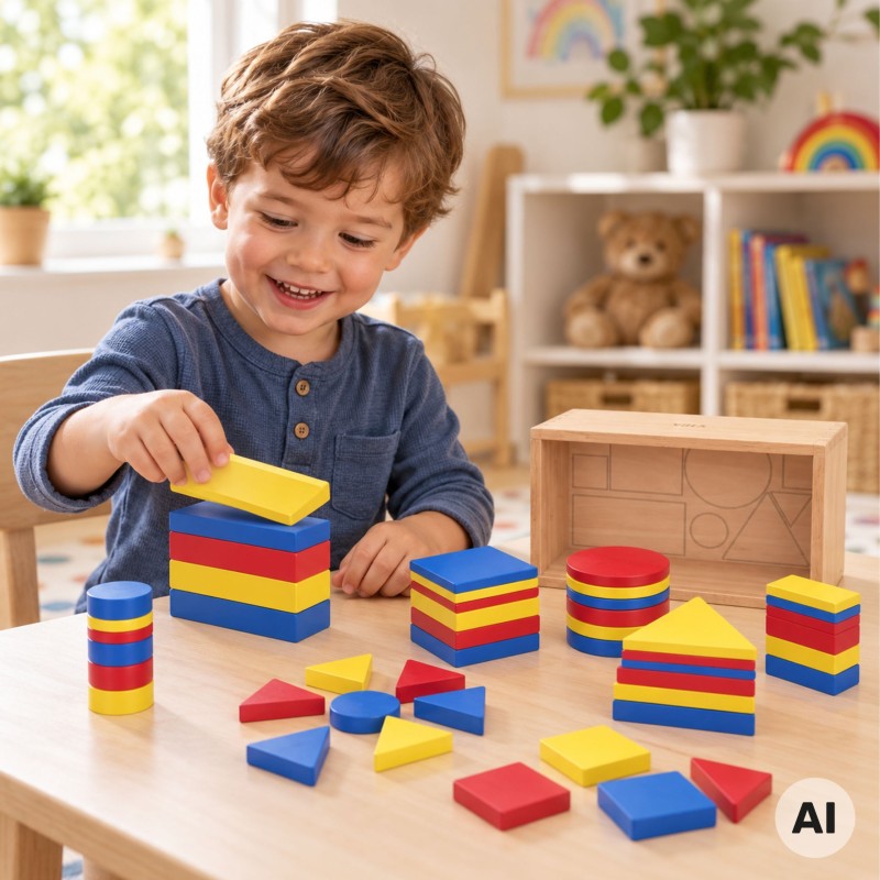 Drewniane Klocki Dienesa Figury geometryczne Viga Toys Montessori