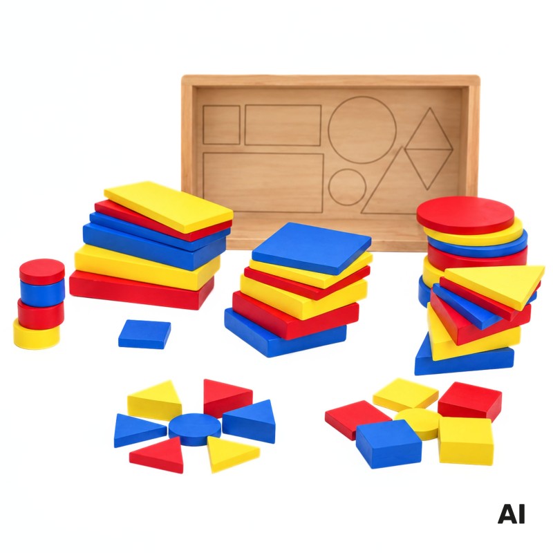 Drewniane Klocki Dienesa Figury geometryczne Viga Toys Montessori