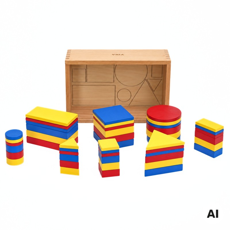 Drewniane Klocki Dienesa Figury geometryczne Viga Toys Montessori