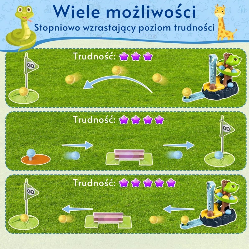 WOOPIE Zručnostná hra Mini Golf Snake Golf so šmýkačkou a príslušenstvom
