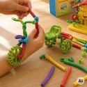 WOOPIE 3D Konštrukčná stavebnica – Slamky a rúrky, 150 dielov