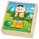 VIGA Drevené puzzle obliekanie medvedíka - dievča
