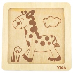 VIGA Šikovné drevené puzzle Žirafa