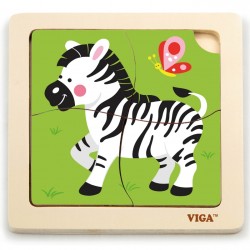 VIGA Praktické drevené puzzle Zebra