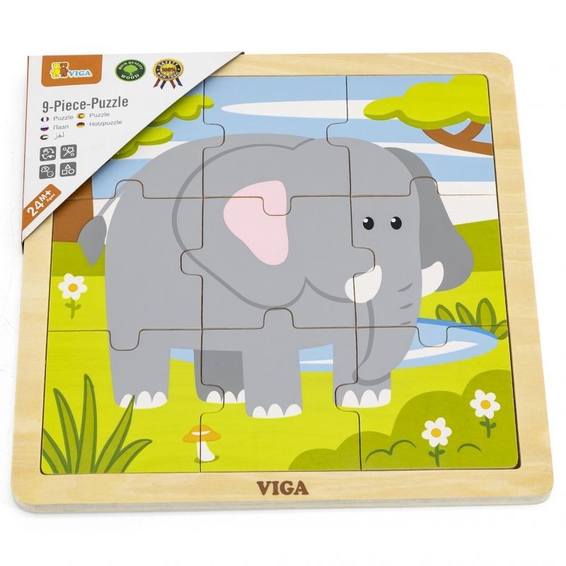 VIGA Moje Prvé Drevené Puzzle Slon 9 ks.