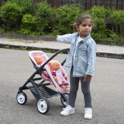 Kočík pre dvojičky Powder Pink Maxi Cosi&Quinny Smoby s bezpečnostným pásom pre bábiky 42 cm