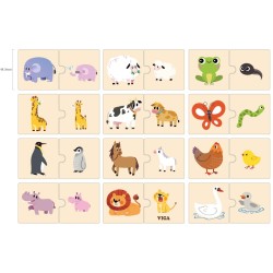 VIGA Drevené Puzzle - Malé a Veľké Zvieratká