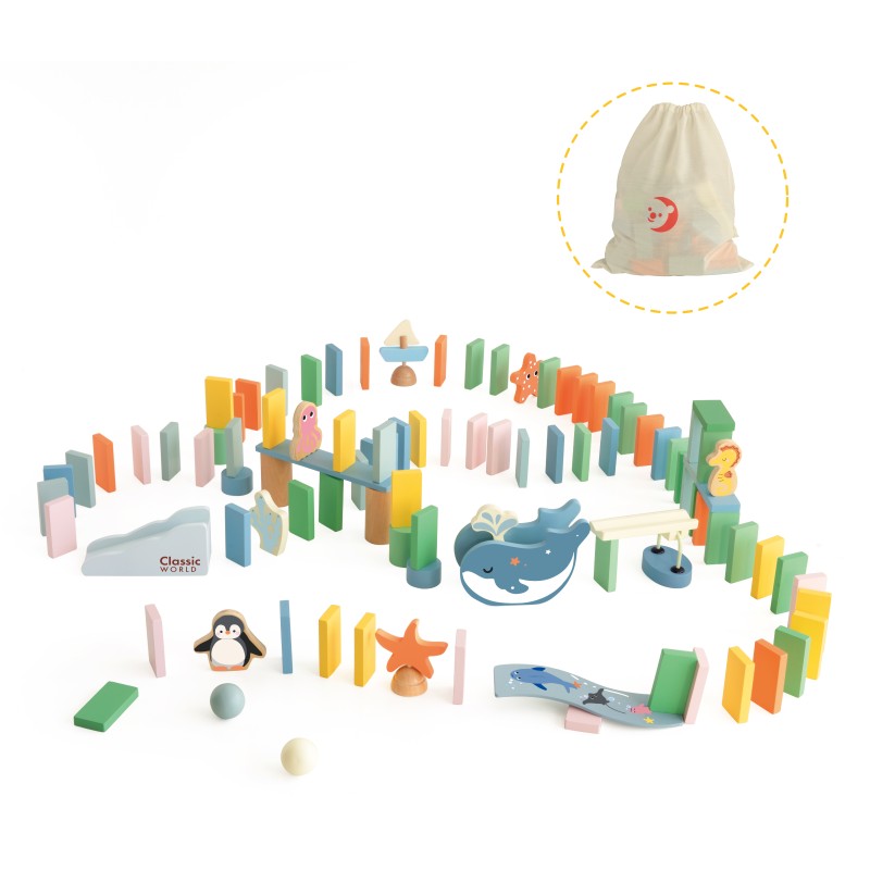 CLASSIC WORLD Montessori - Drevené Domino 100 ks.